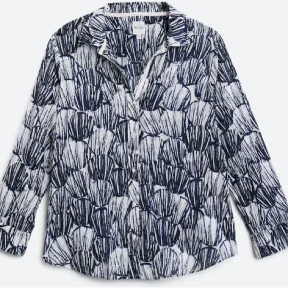 Nic+Zoe Indigo Shells Button Down Shirt
